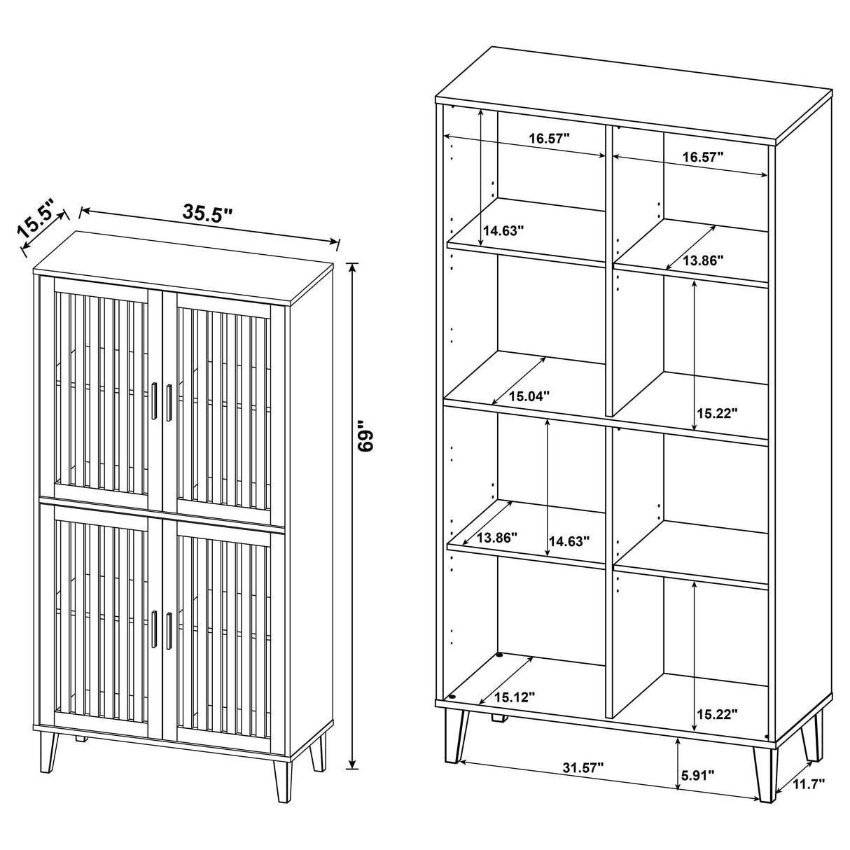 Elouise 4-Door Tall Accent Cabinet in Dark Pine