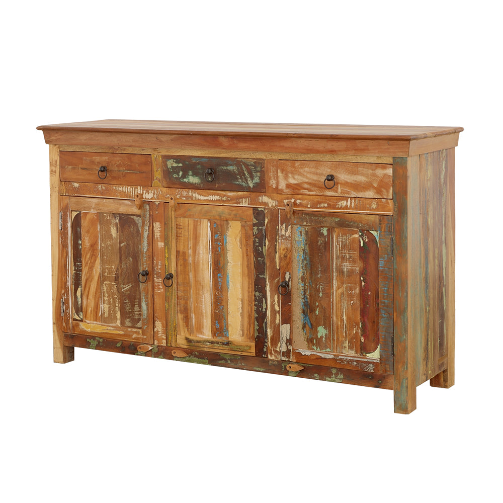 Harper 3-Door Reclaimed Acacia & Teak Wood Accent Cabinet
