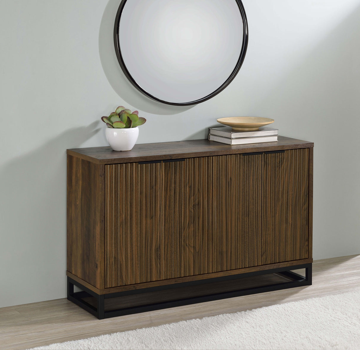 Ryatt 4-Door Accent Cabinet in Dark Pine Laminate