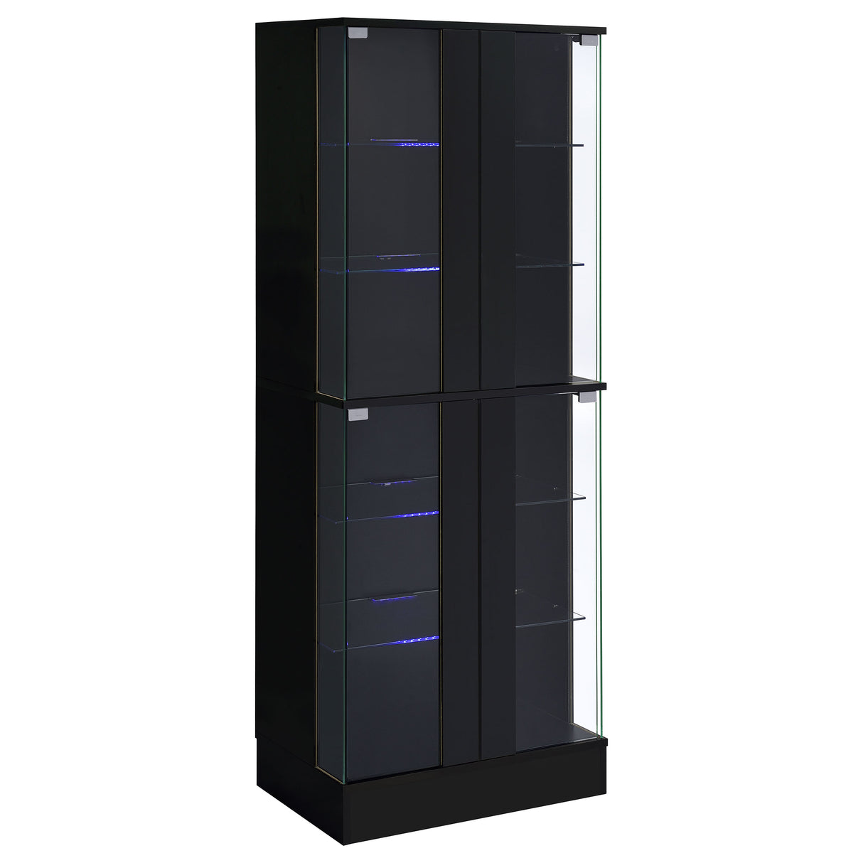 Cabra 4-Door LED Curio Display Cabinet, Black High Gloss