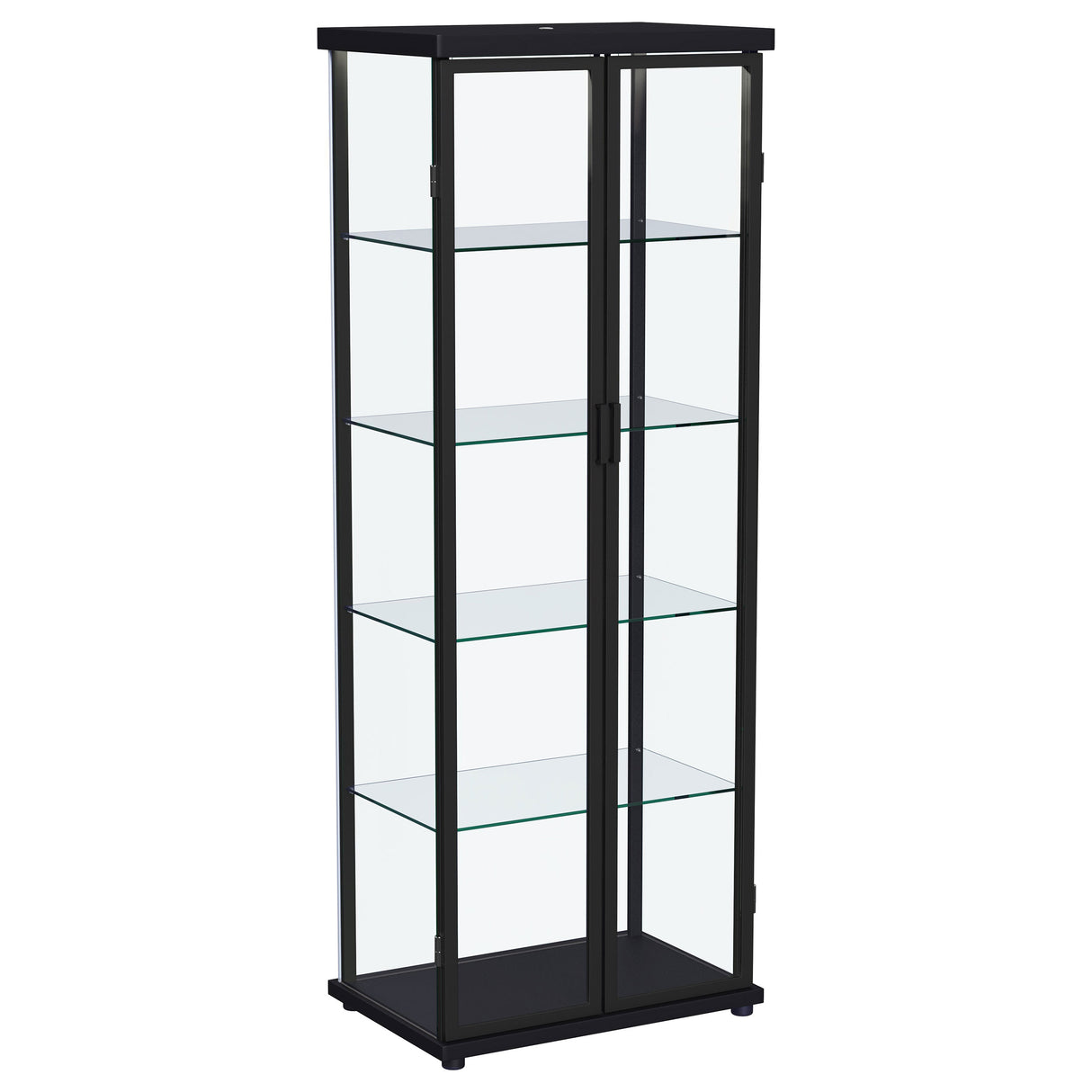 Aero Black 4-Shelf Curio Cabinet with LED Lighting