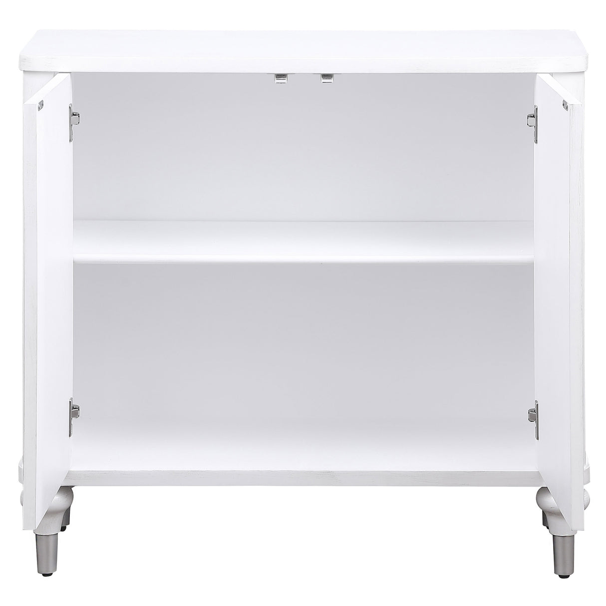 Cardella 2-Door Mandala Accent Cabinet in Distressed White