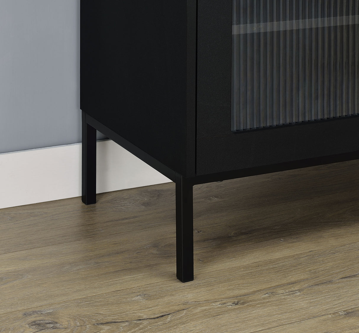 Jess Black Arched Fluted Glass 2-Door Accent Cabinet
