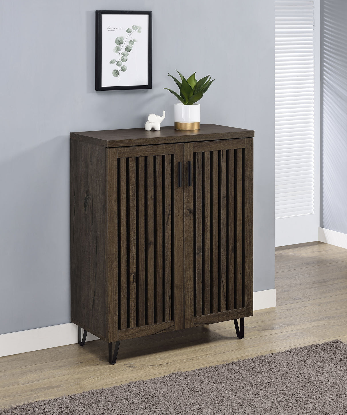Brixton 2-Door Shoe Storage Cabinet in Smoked Oak