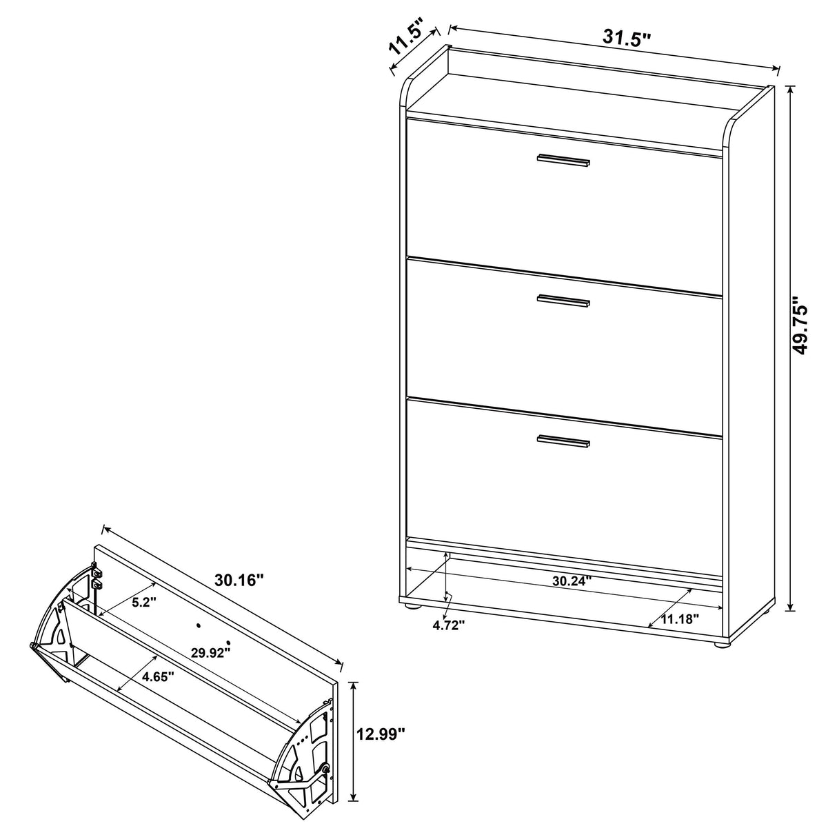 Denia 3-Tier Tilt-Out Shoe Cabinet in Mango