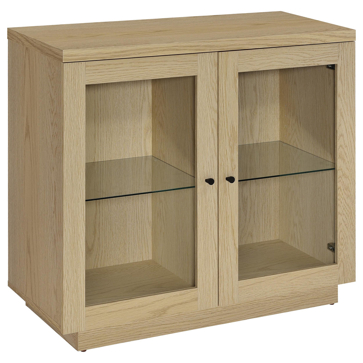 Tilbury 2-Door Glass Front Accent Cabinet in Light Oak