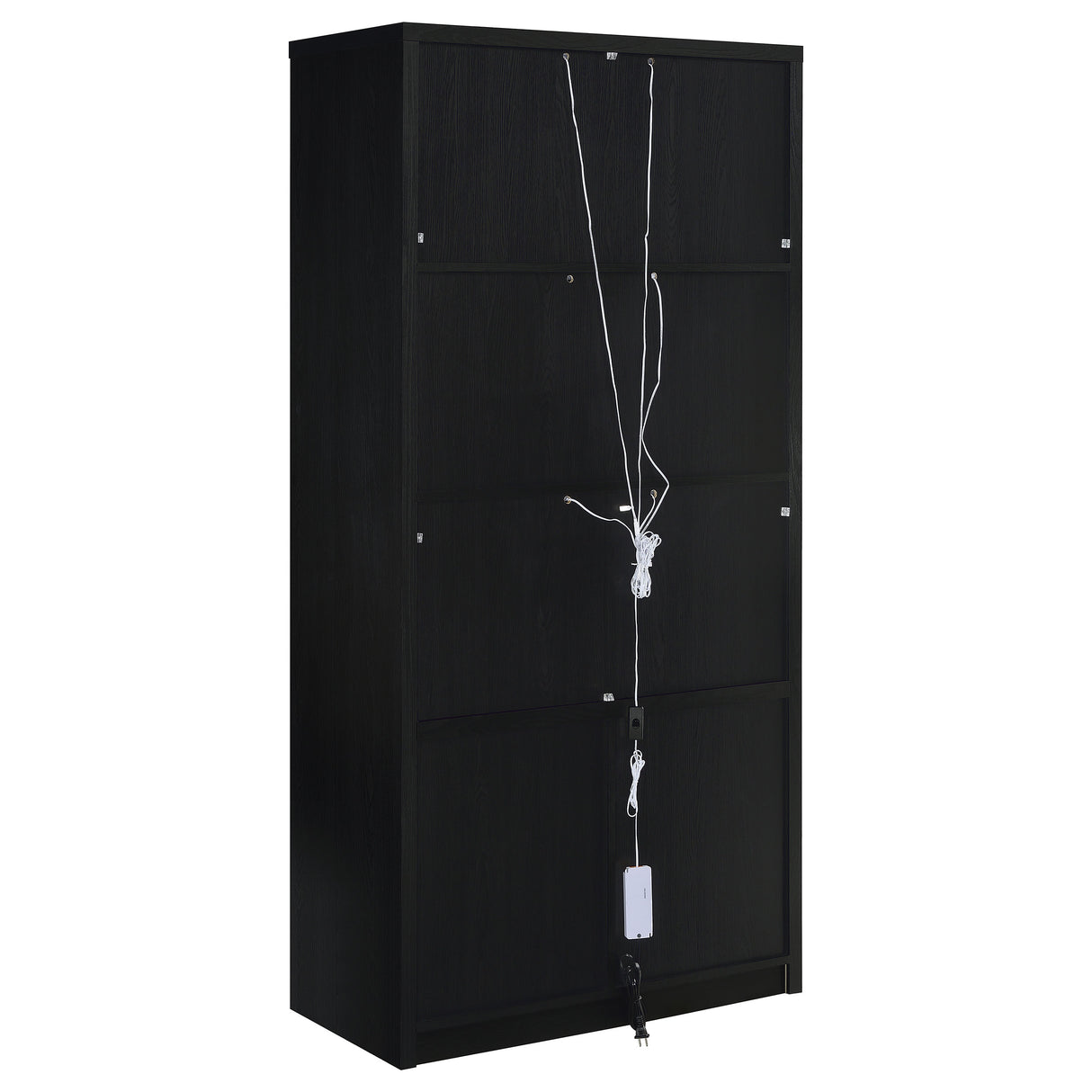 Riva 4-Door Tall Display Cabinet with LED Lighting, Black