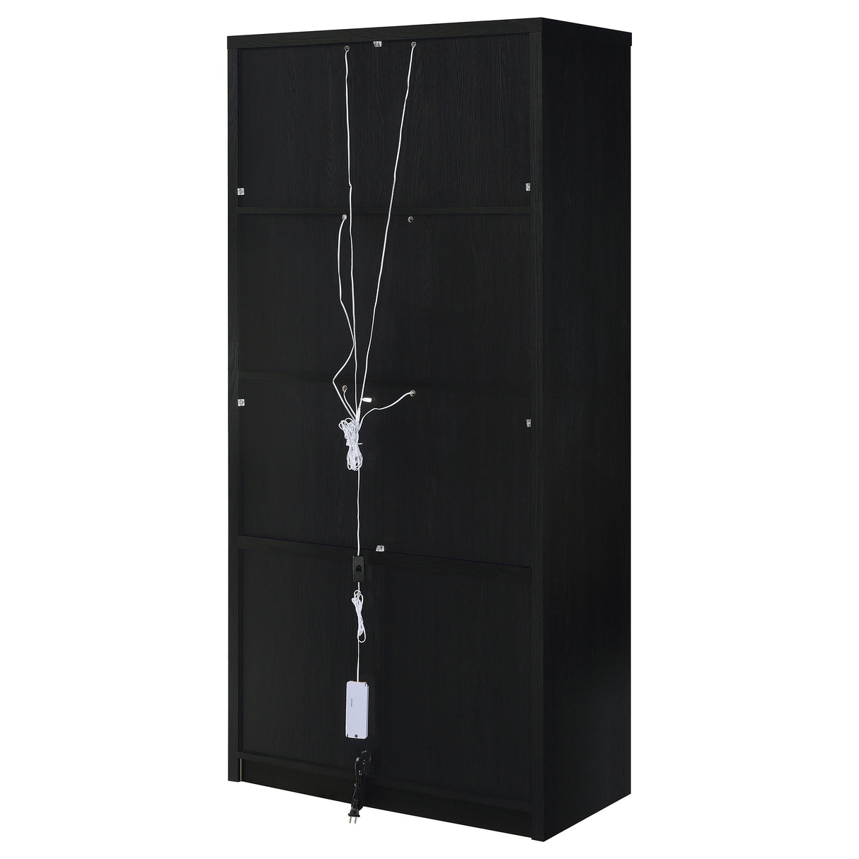 Riva 4-Door Tall Display Cabinet with LED Lighting, Black
