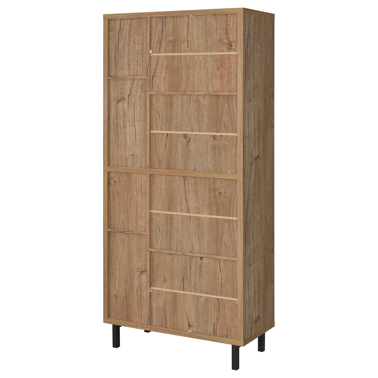 Teller 80" 4-Door Tall Shoe Storage Cabinet, Natural Oak