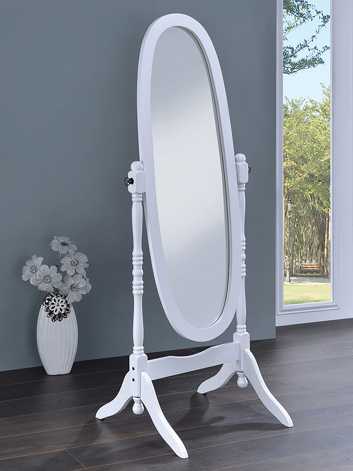 Foyet Adjustable Full Length Cheval Mirror in White