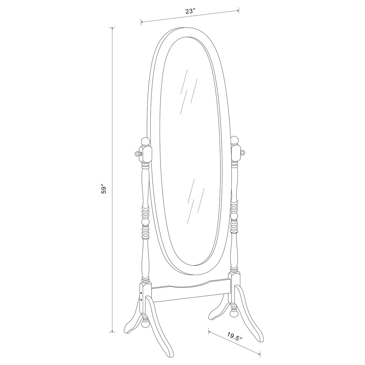 Foyet Adjustable Full Length Cheval Mirror in White