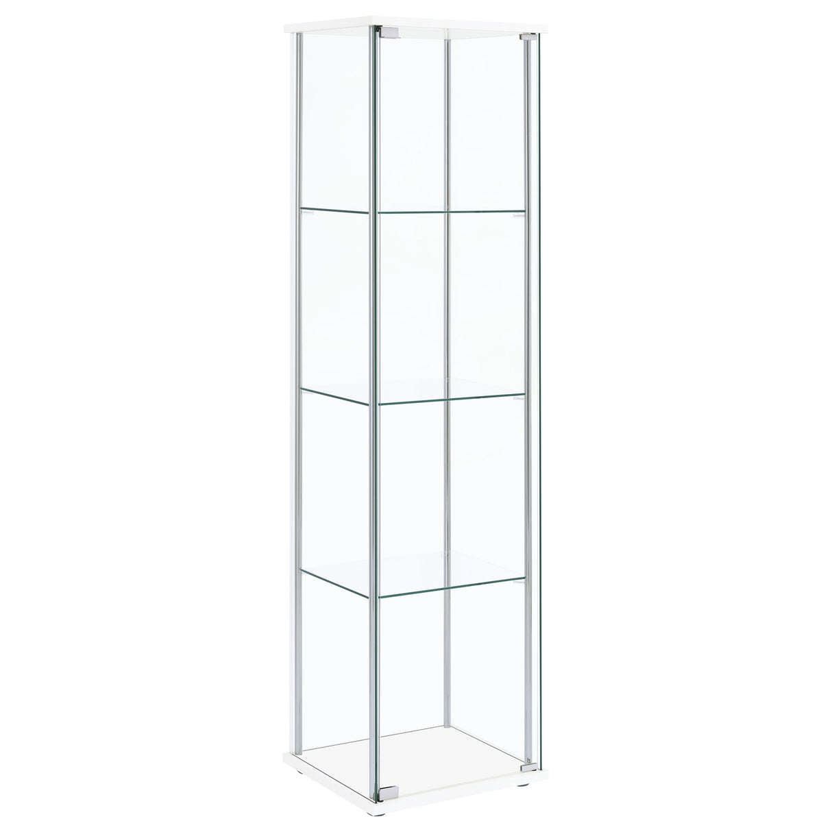 Bellatrix 3-Shelf Glass Curio Cabinet in White