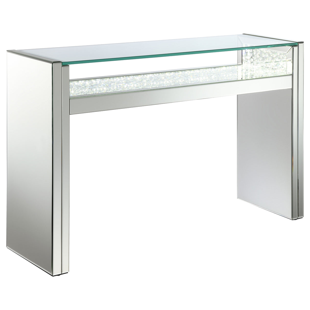 Edna Mirrored Console Table with LED Lighting, Silver