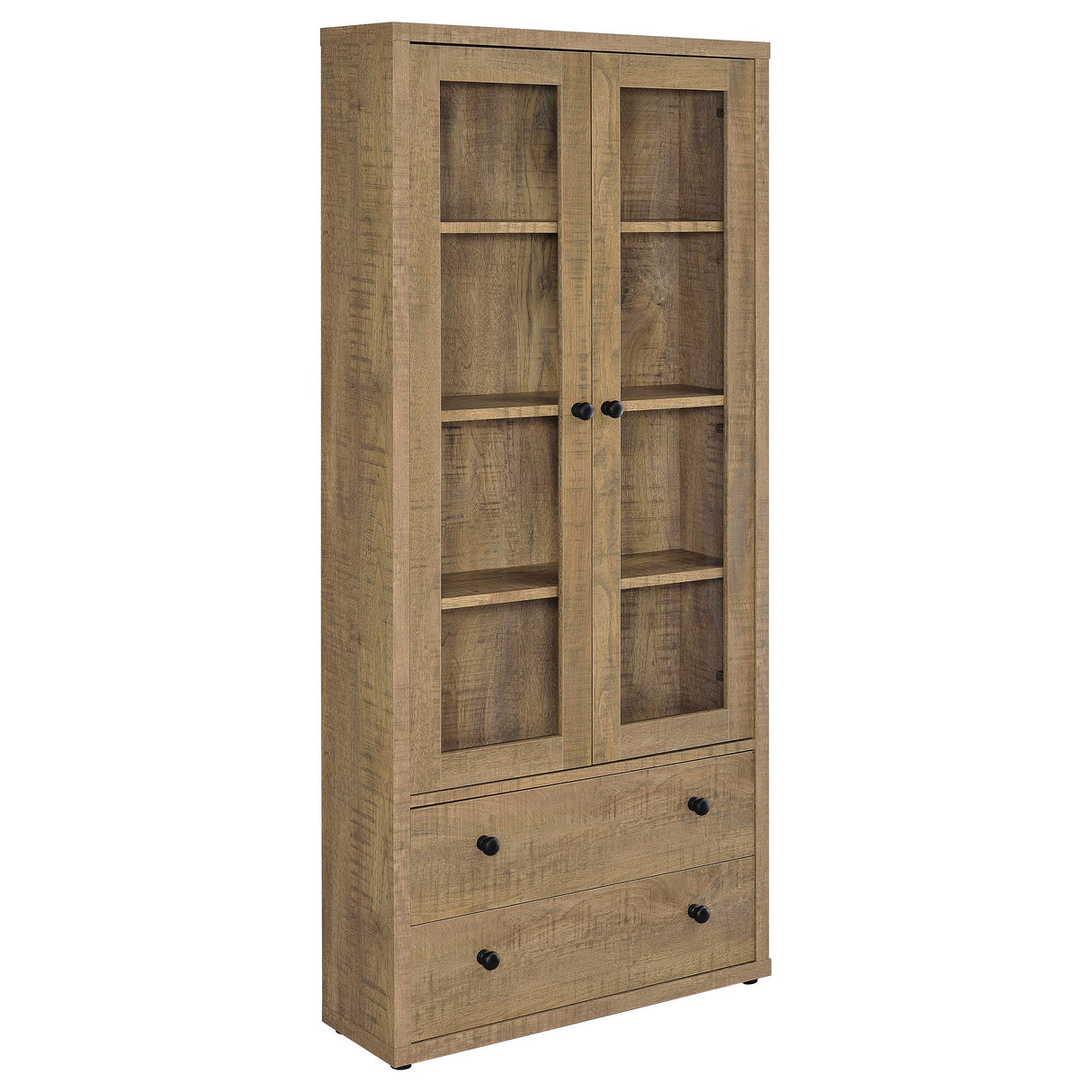 Hawthorne Tall Glass Door Cabinet with Drawers, Mango