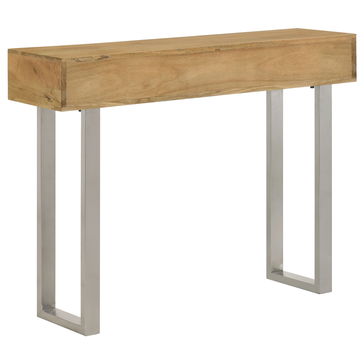 Draco 2-Drawer Console Table, Hand-Carved Mango Wood, Natural