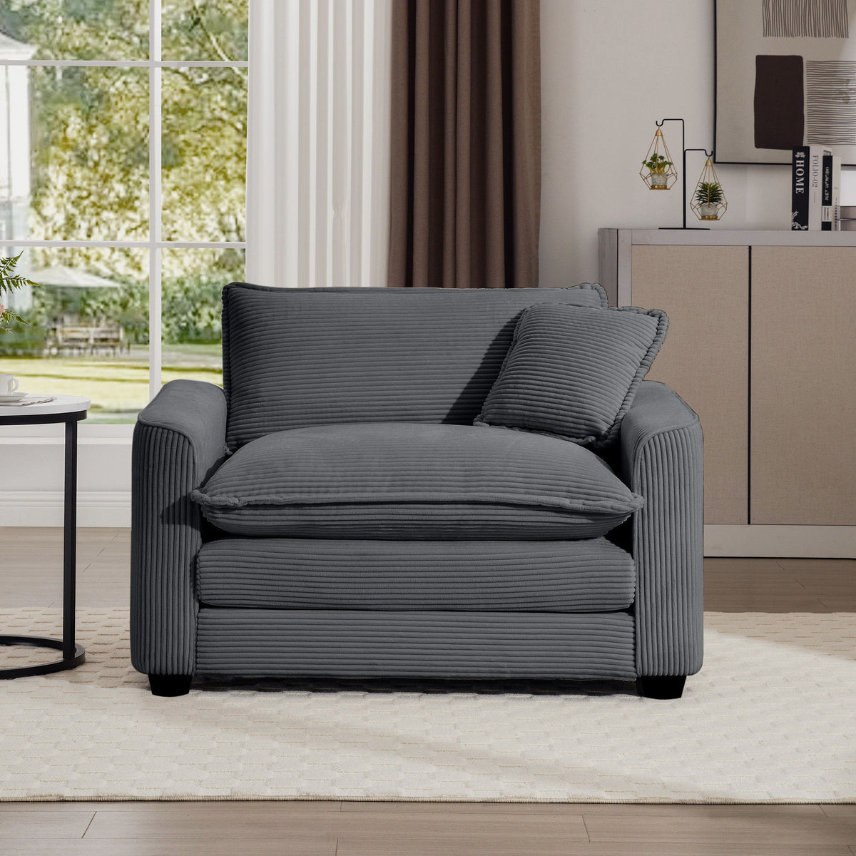 Modern Classic Fabric Single Chair Deep Seat Sofa With Pillow