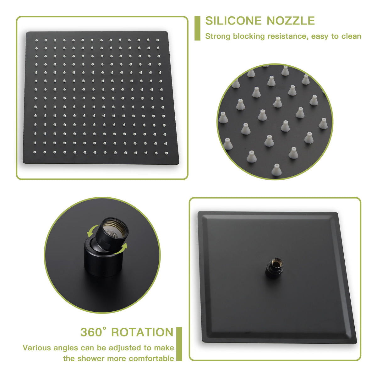 Wall Mounted Square Shower System With Rainfall Tub Spout And Handheld Shower, 10" - Matte Black