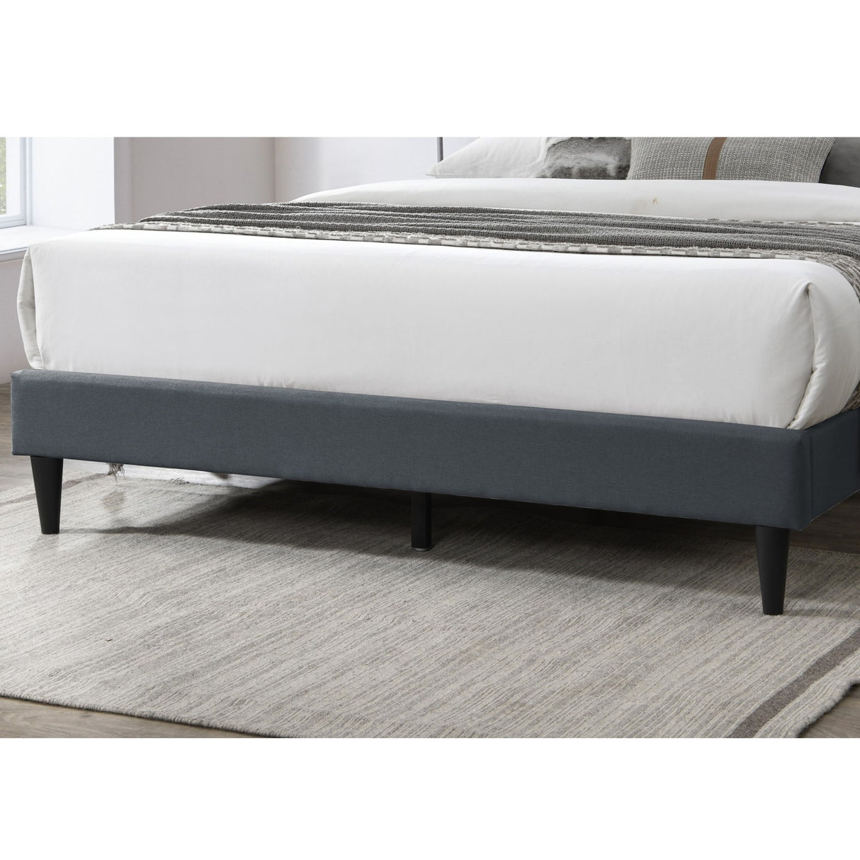 Bed With Nailhead Trim Accents, Upholstered Platform Frame
