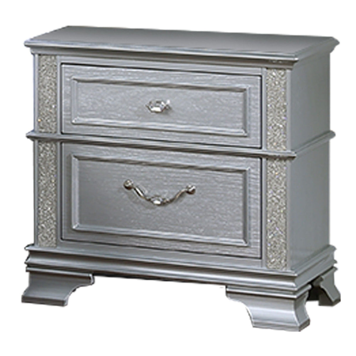 2 Drawers Nightstand With Front Decorative Knobs - Gray