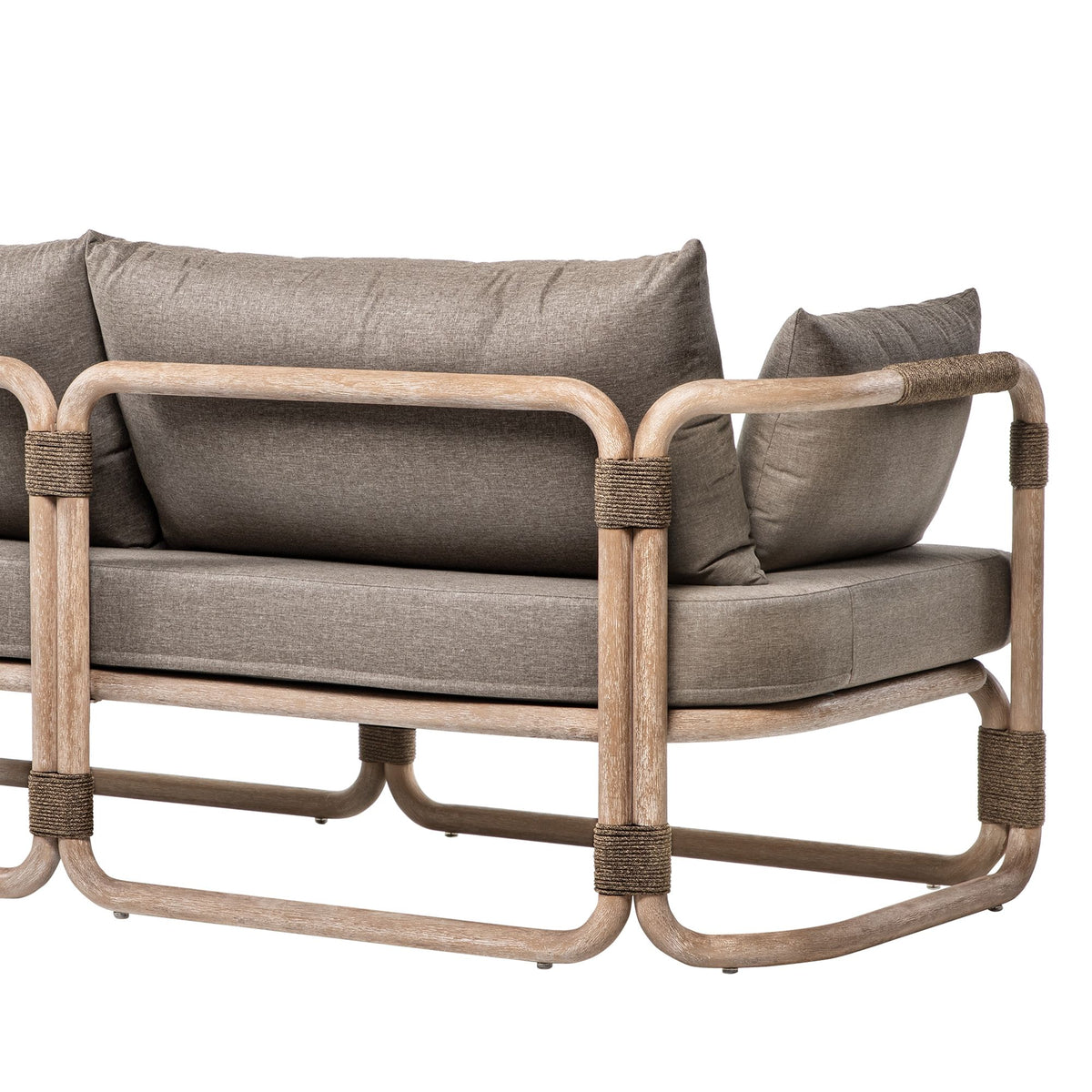 Baja - 79" Outdoor Sofa With Cushions - Brown Wire-Brushed Eucalyptus / Brown