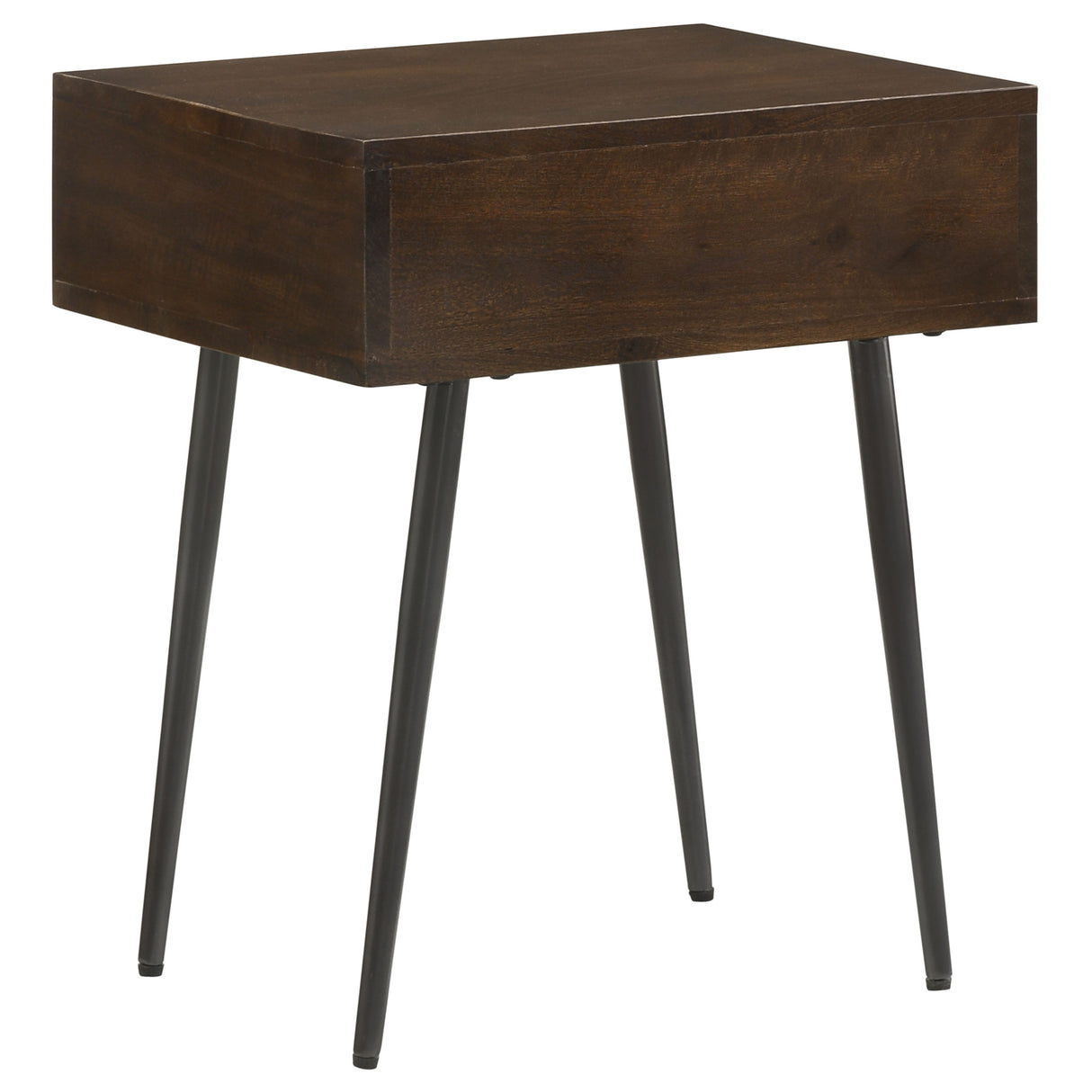 Ezra Solid Mango Wood 1-Drawer Accent Table, Coffee Brown