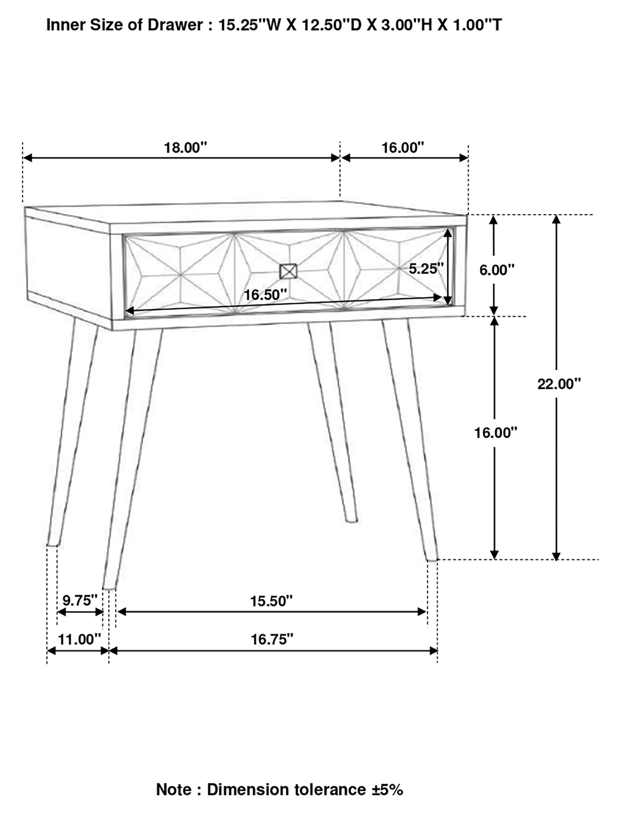 Ezra Solid Mango Wood 1-Drawer Accent Table, Coffee Brown