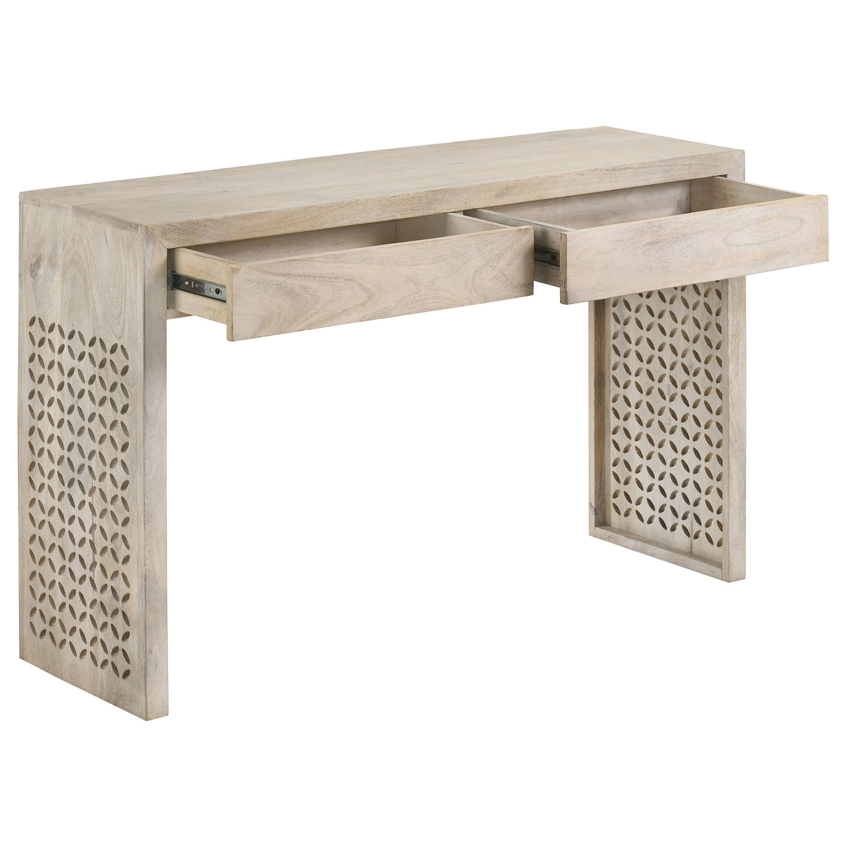 Rickman 2-Drawer Mango Wood Console Table, White Washed