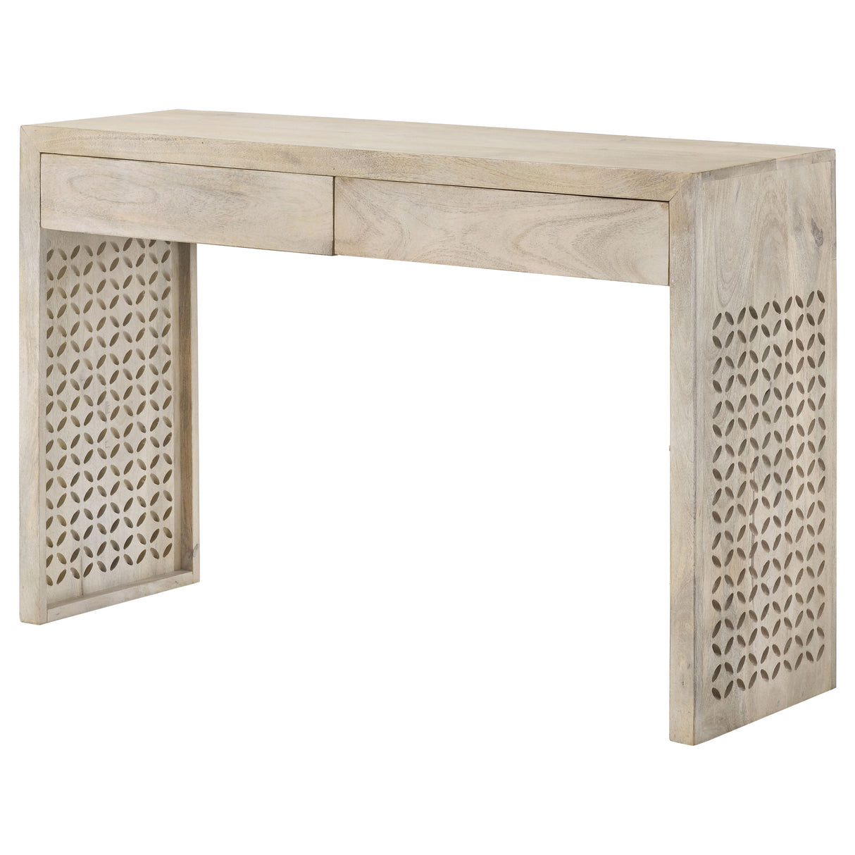 Rickman 2-Drawer Mango Wood Console Table, White Washed