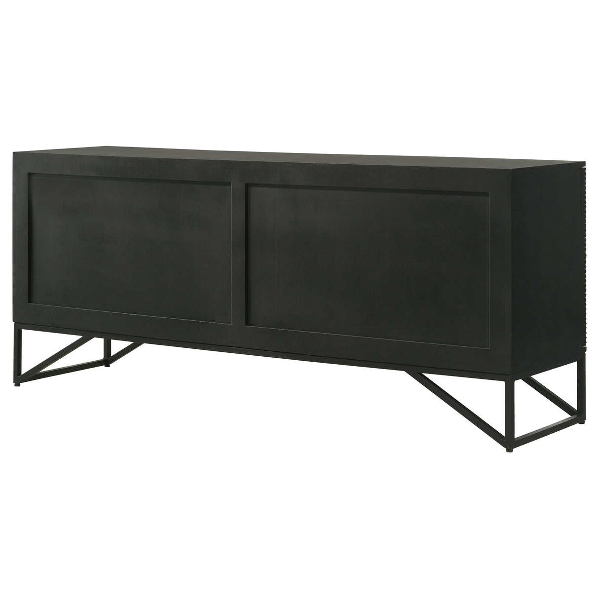 Riddell 4-Door Matte Black Wood Reeding Accent Cabinet