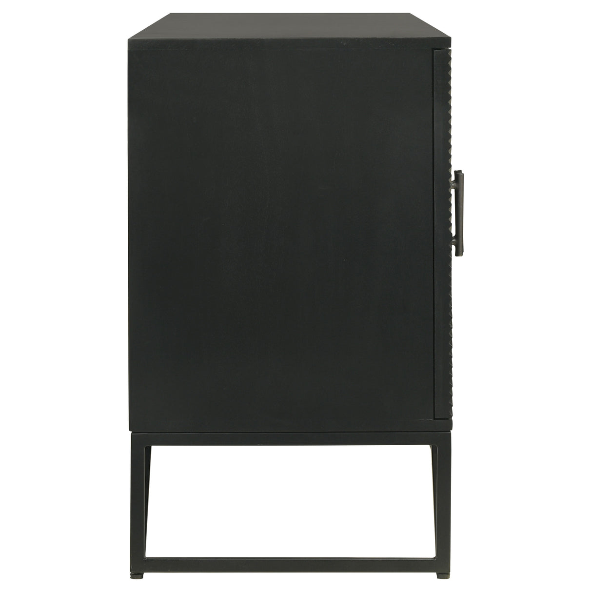 Riddell 4-Door Matte Black Wood Reeding Accent Cabinet