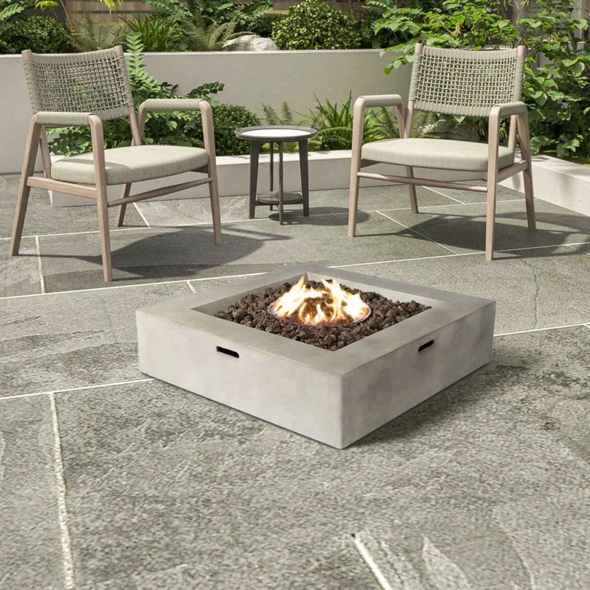 Outdoor Fire Pit Table Modern Reinforced Concrete Warming Hearth Gray