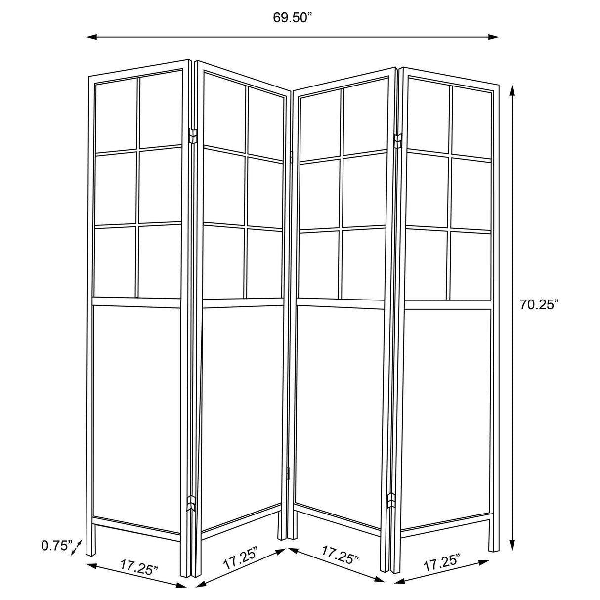 Edwards 4-Panel Folding Shoji Screen Room Divider, Natural