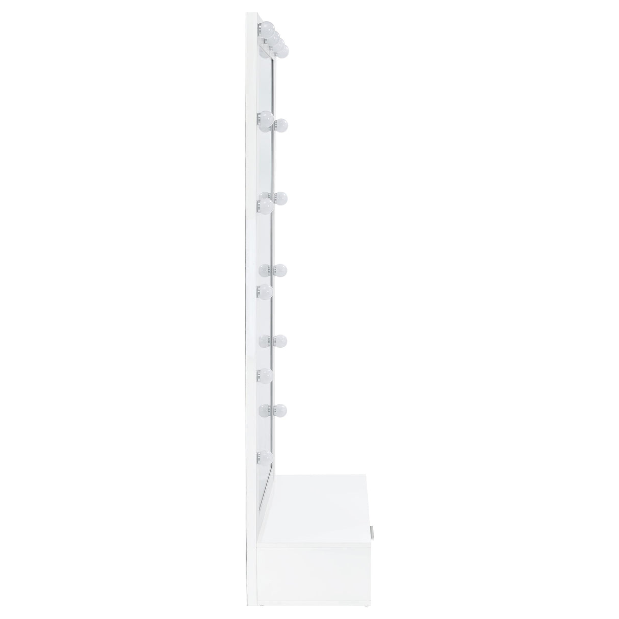 Spector 1-Drawer Lighted Full-Length Floor Mirror, White High Gloss