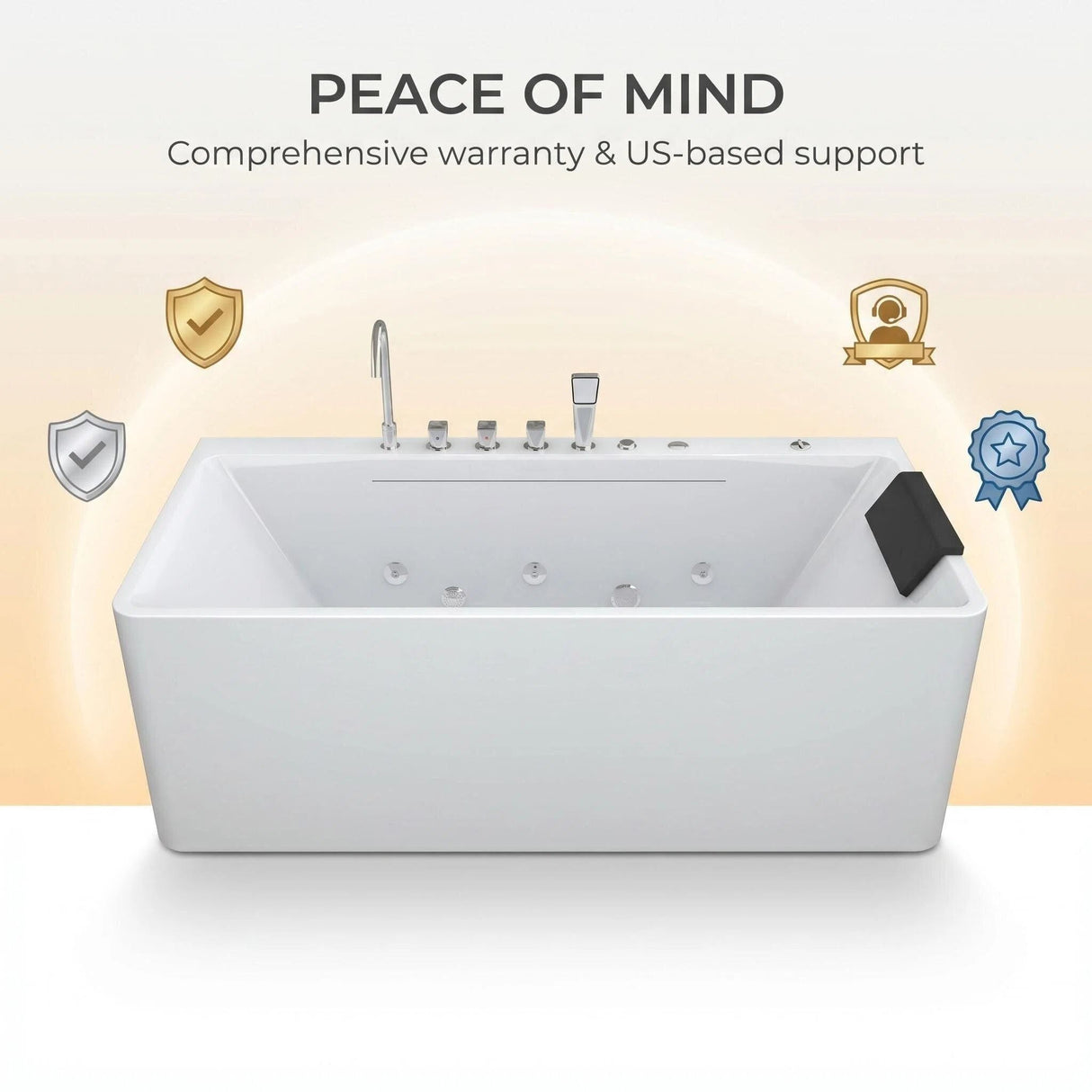 Xavier - Single Massage Bathtub, Equipped With Gfci Plug And Ul Certified Water Pump, Upc Certified Drain - Milk White