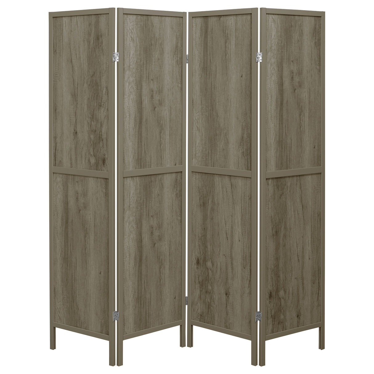 Deepika 4-Panel Folding Room Divider in Grey Driftwood