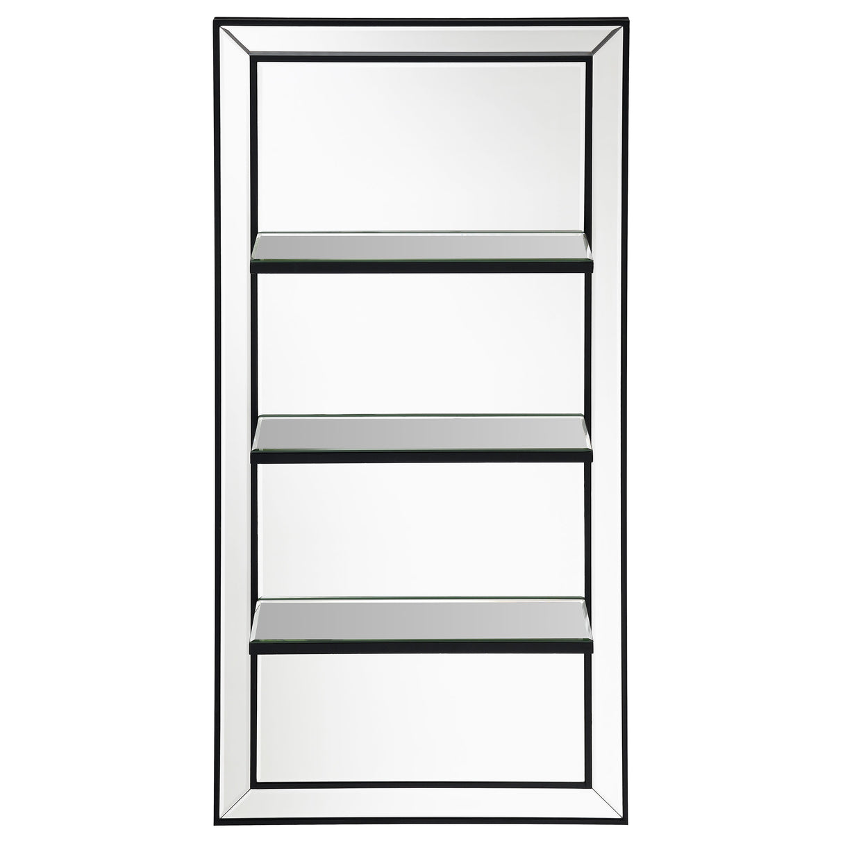 Oriel Rectangular 3-Shelf Wall Mirror in Silver, 24 x 47 In.