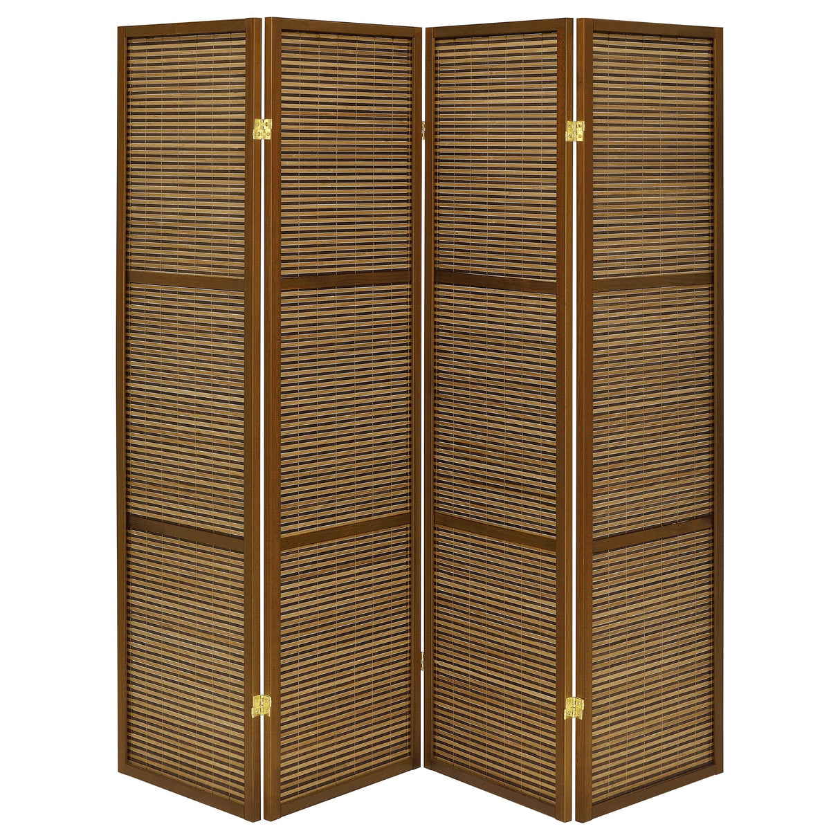 Browning 4-Panel Bamboo Room Divider Folding Screen, Walnut