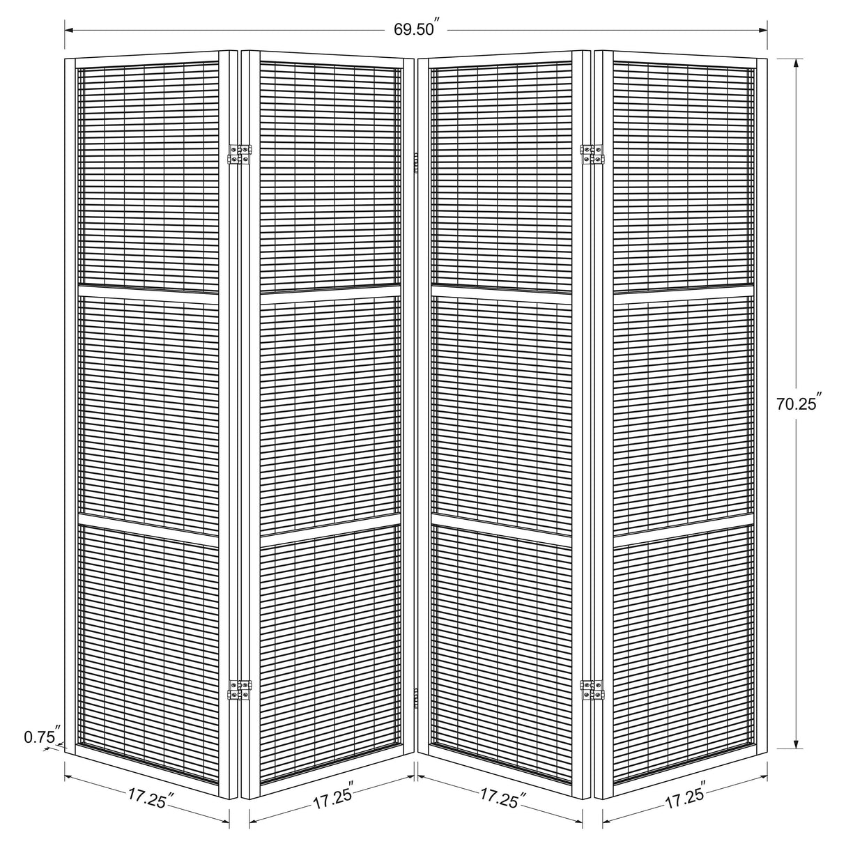 Browning 4-Panel Bamboo Room Divider Folding Screen, Walnut