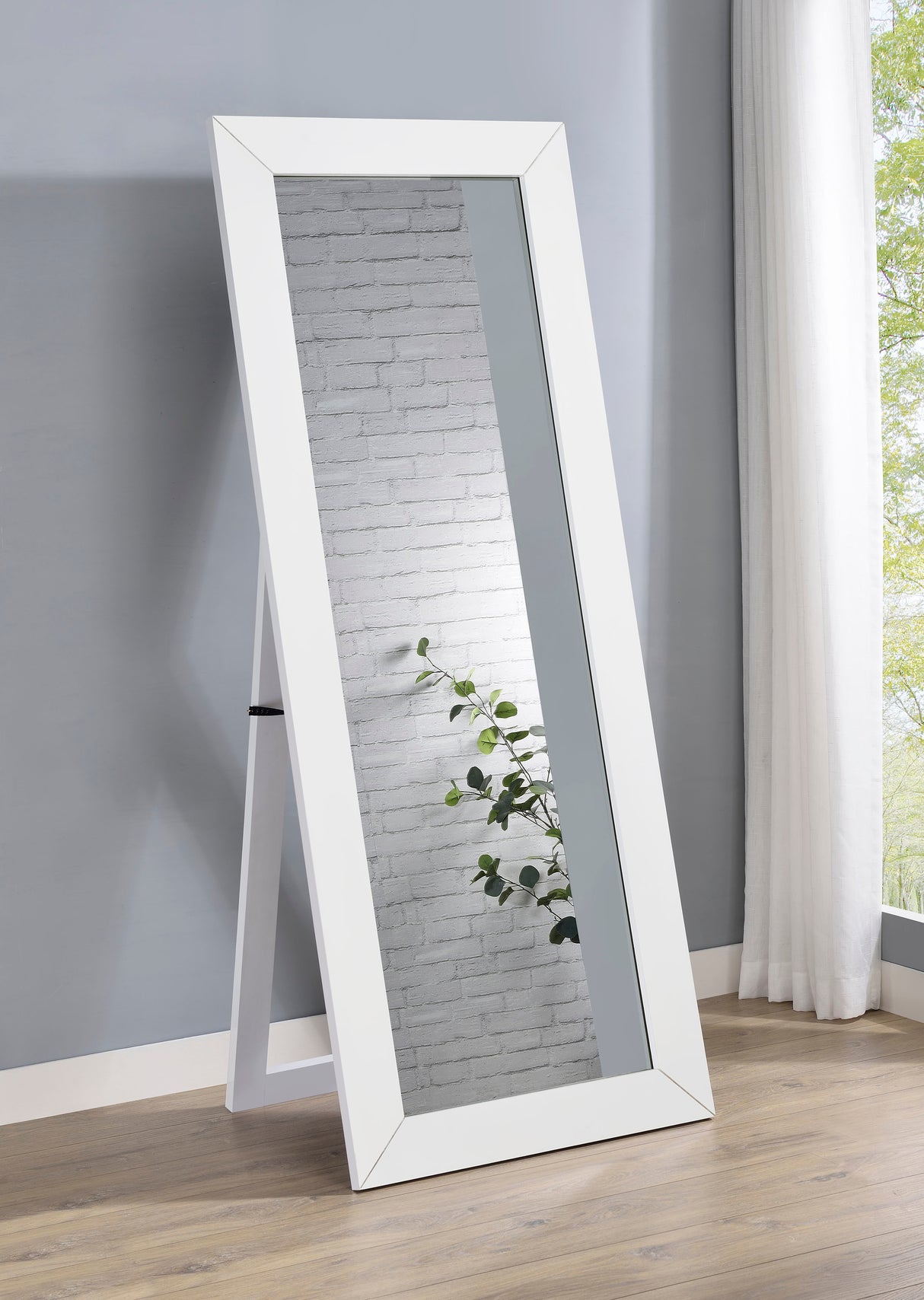 Cadence Full Length Floor Mirror, White High Gloss