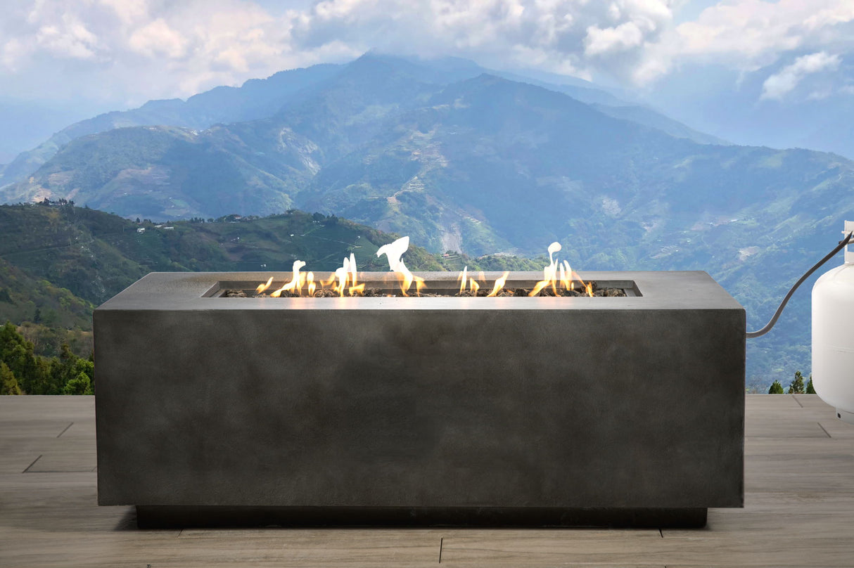 Propane Fire Pit Table Outdoor Heater Concrete 42x16in Dark Gray