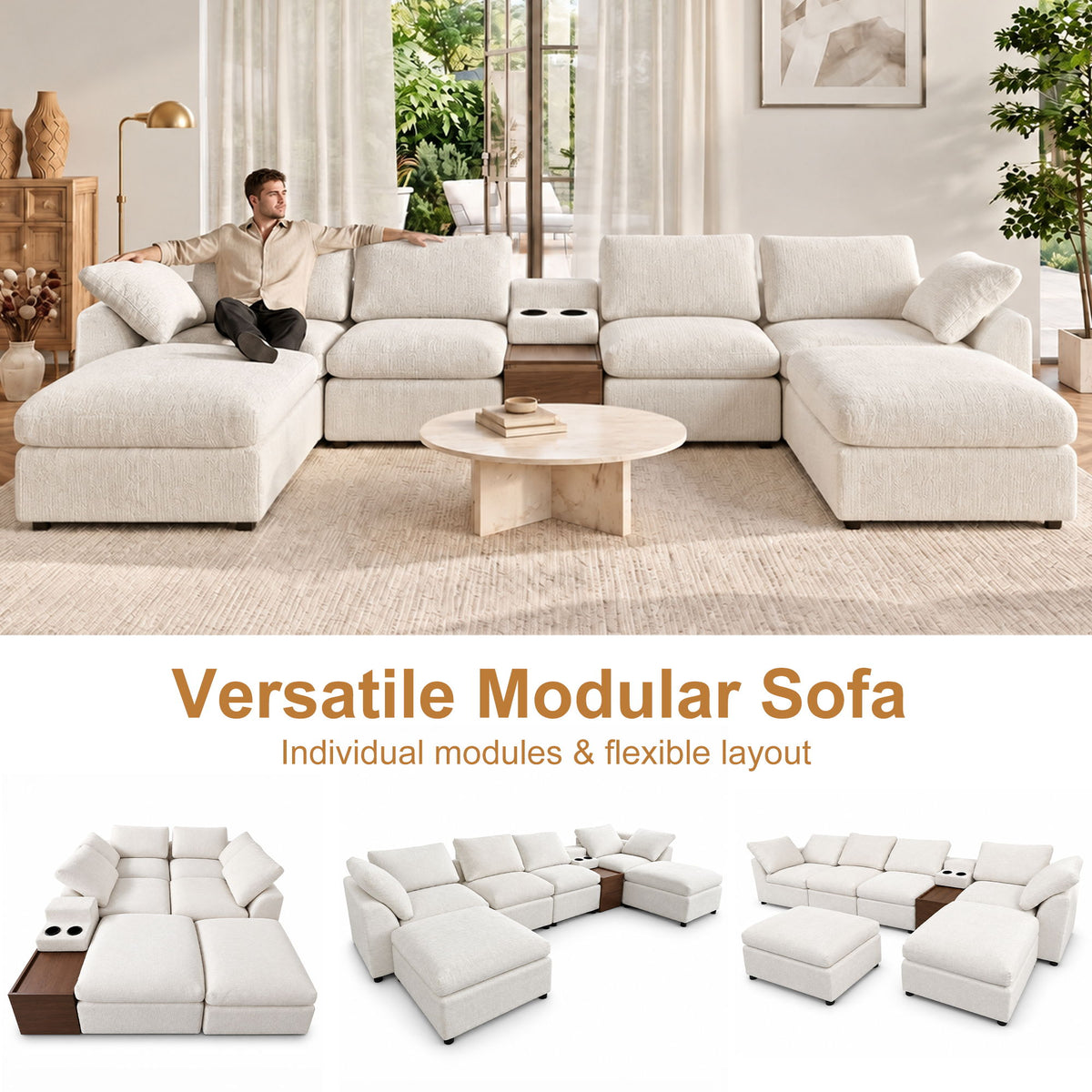 Modular Cloud Couch With Storage Console