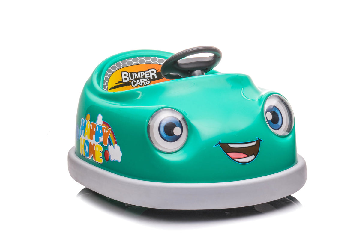 Bumper Car For Kids, 12V Dual Drive 1-6 Years Old Children's Electric Car With Pushrod Dinner Plate USB Bt Music Rocking Horse Mode Anti-Collision Bumper Ride On Car