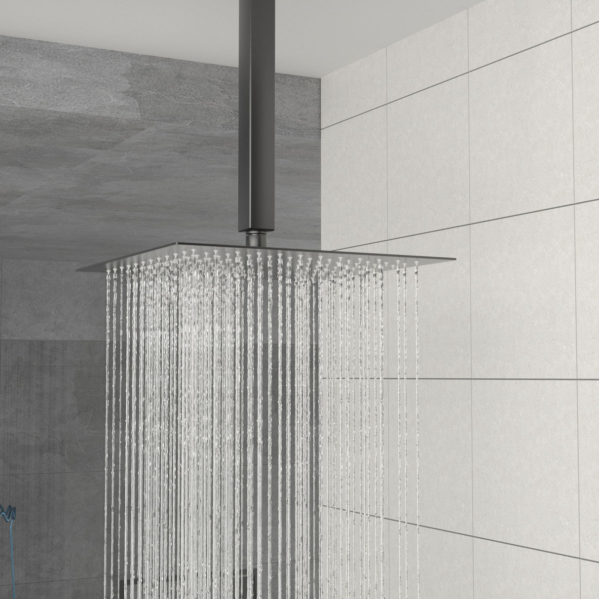 Dual Shower Head 10" Ceiling Mount Square Shower System With Rough In Valve - Matte Black