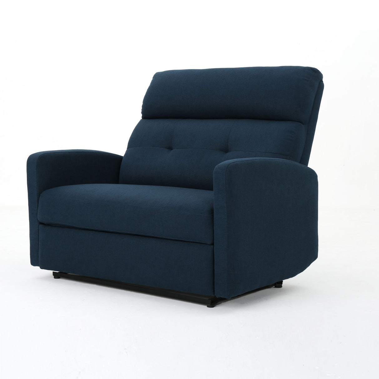 Alma - Contemporary Upholstered Loveseat Recliner - Navy Blue