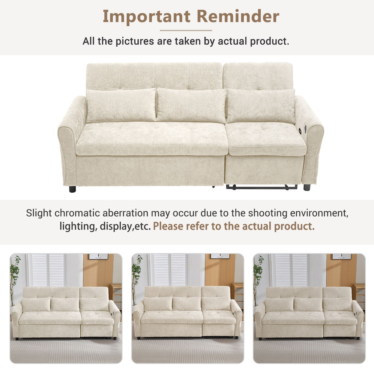 3 Seater Sofa Bed And Reversible Recliner