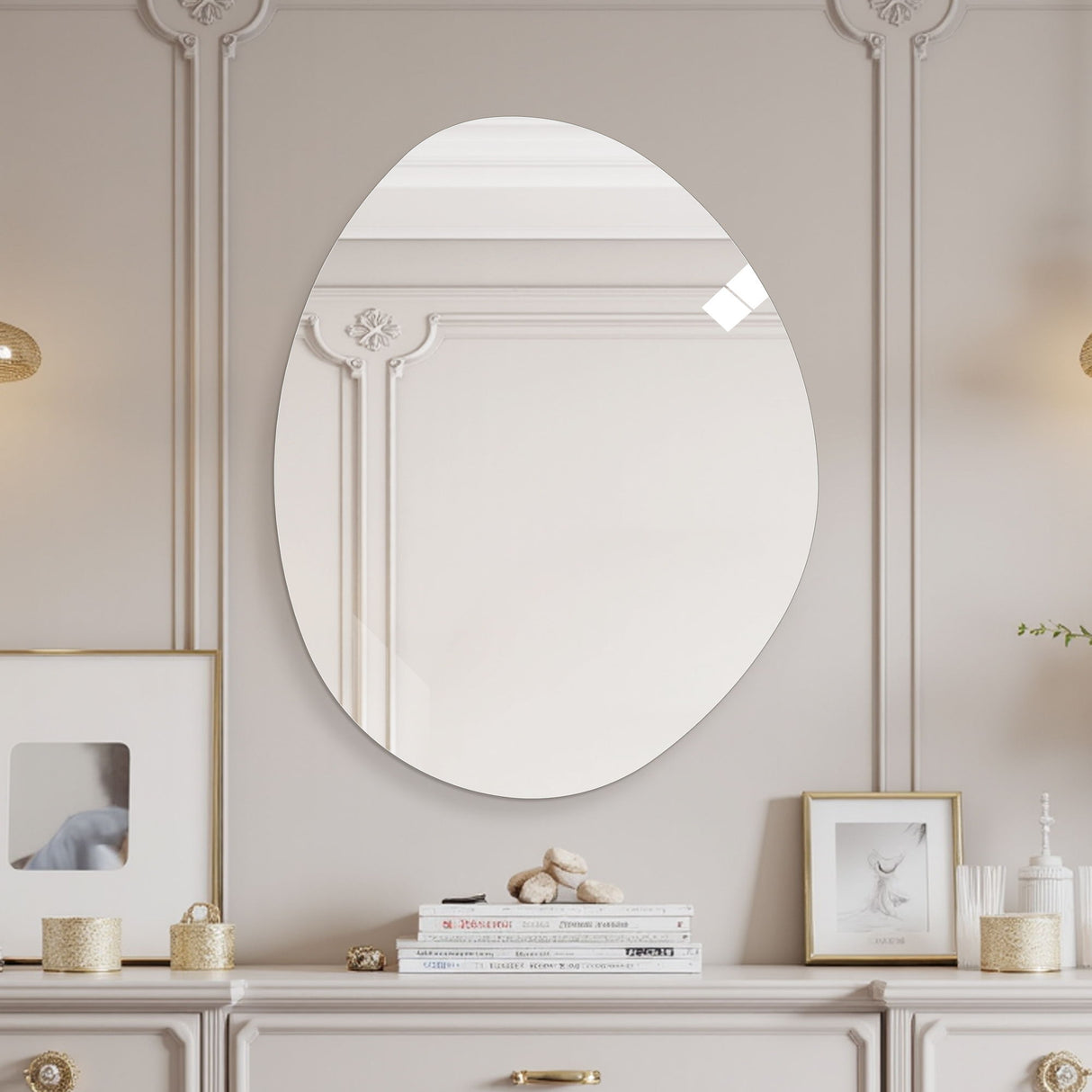 Asymmetrical Bathroom Wall Mirror - Silver