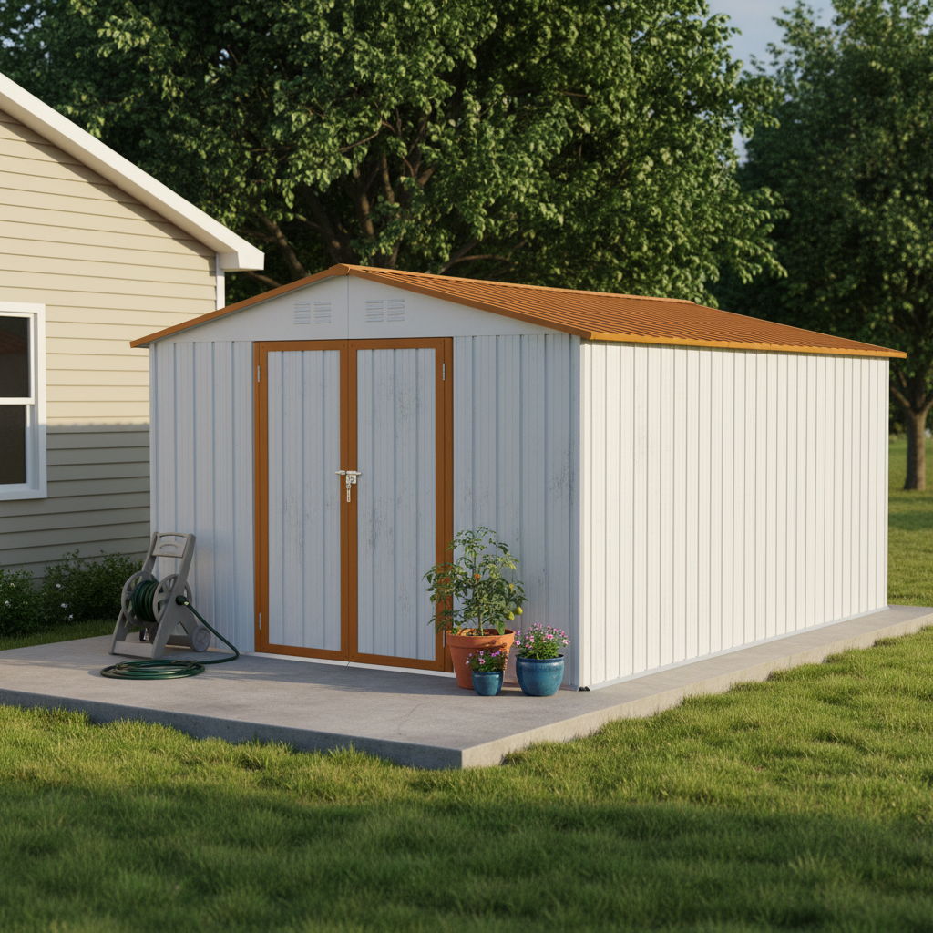 Garden Shed Outdoor Storage Building Waterproof Metal Frame 10x12ft