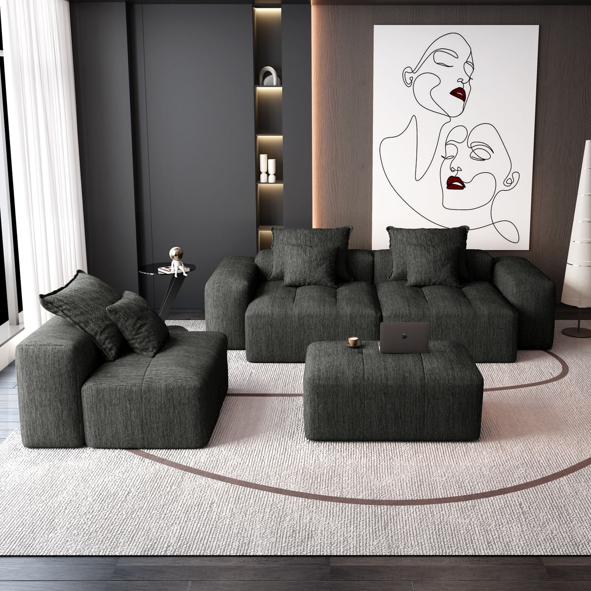 Modern Oversized Diy Combination Modular Sectional Sofa With Pillows
