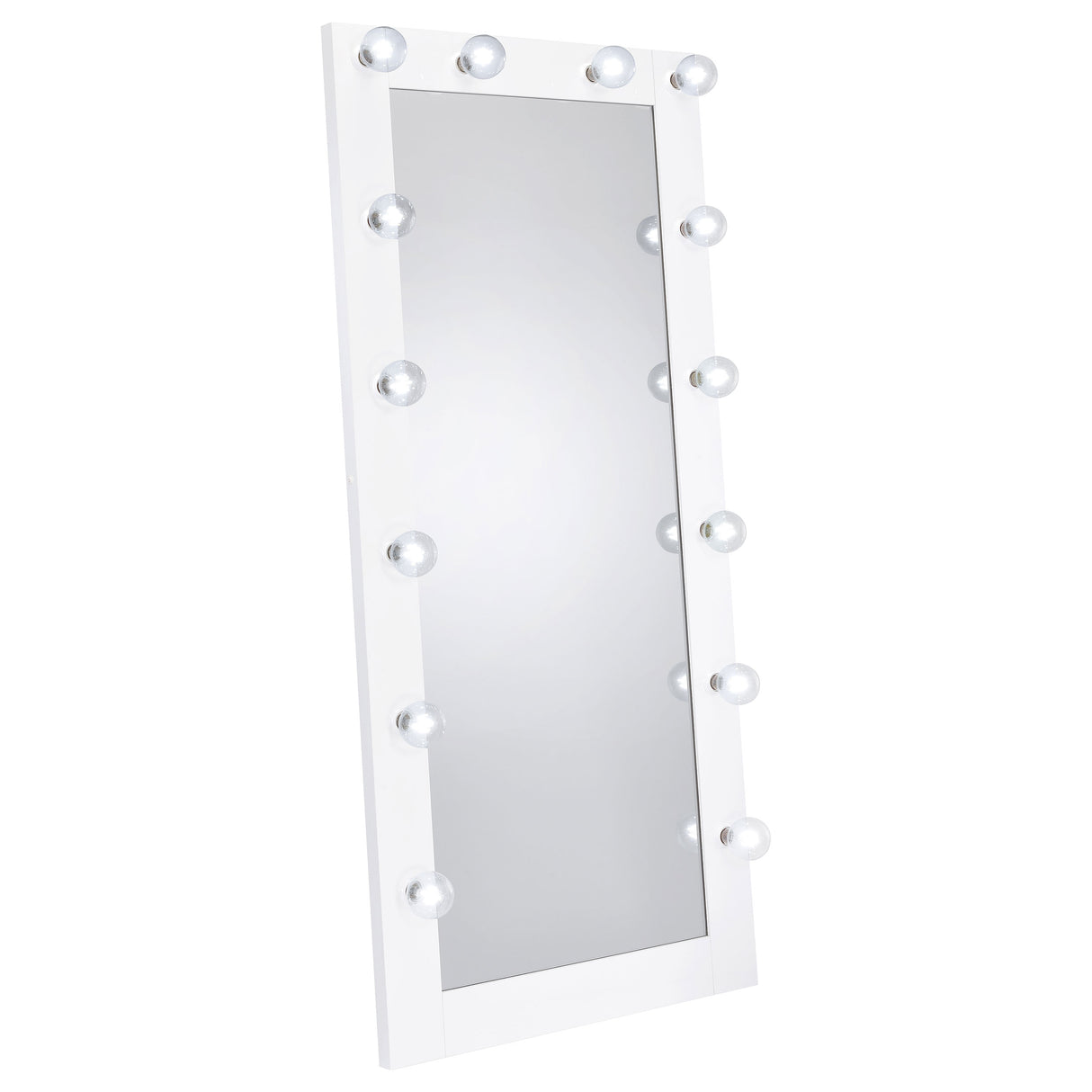 Zayan 32x71 Floor Mirror with LED Lighting, White Gloss