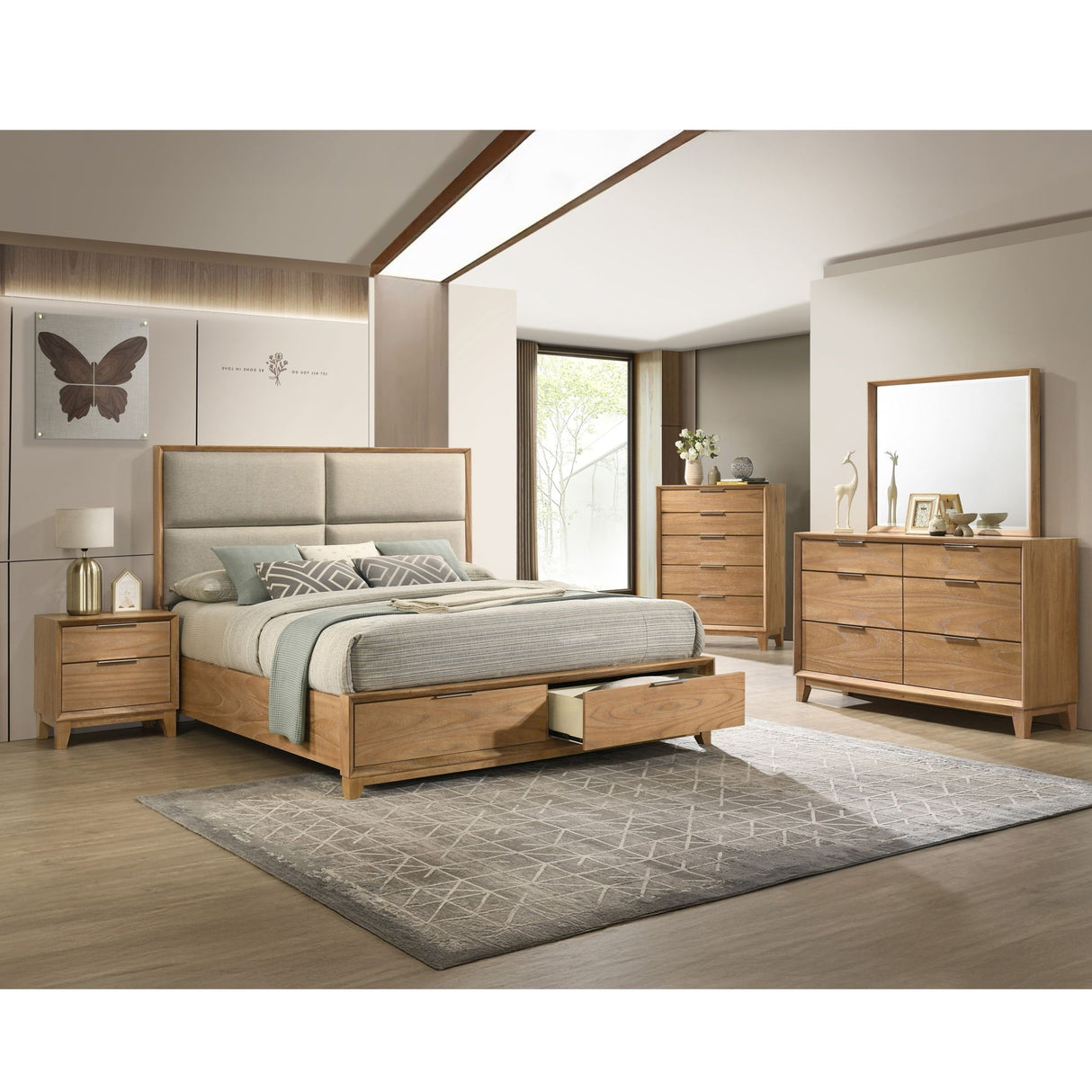 Contemporary Storage Platform Bed With Ultra Plush Headboard